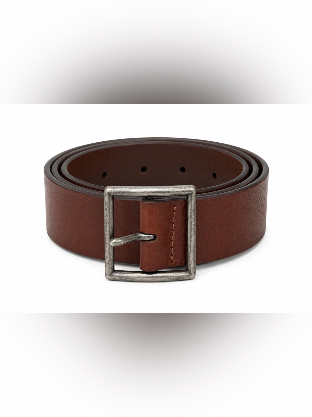 J. Crew Men's Classic Brown Leather Belt with Metal Buckle
